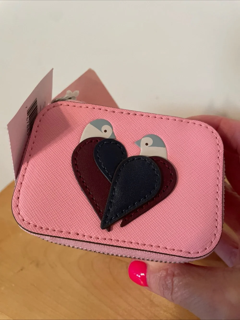 kate spade Pink “Love Birds” Heart Zip Jewelry Case NWT 💕 Rare Item